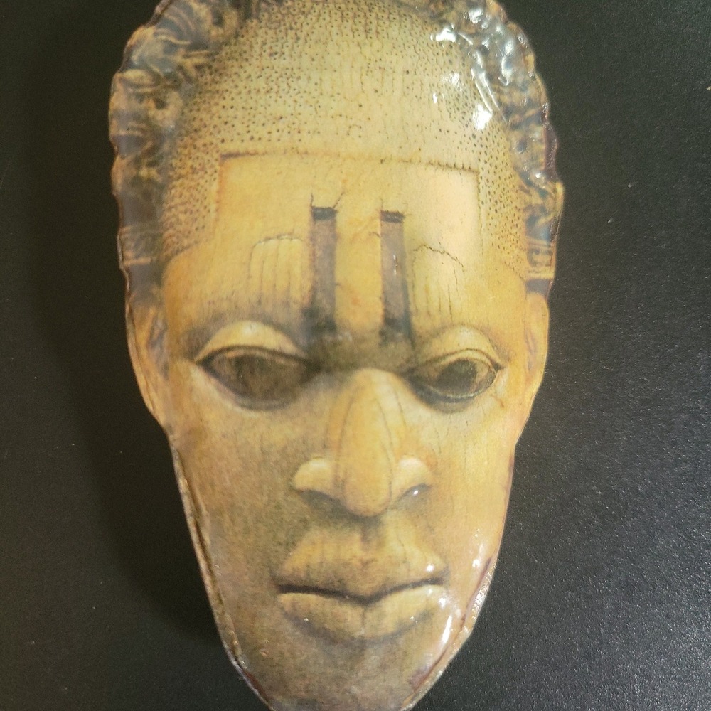 Queen Mother Idia Benin Ivory Mask Handmade Signed Brooch Pin Ethnocentric